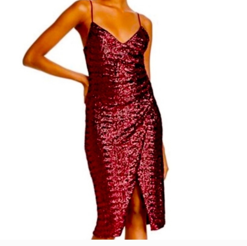 BLACK HALO Piniot Nior Red Sequin BOWERY COCKTAIL dress 8